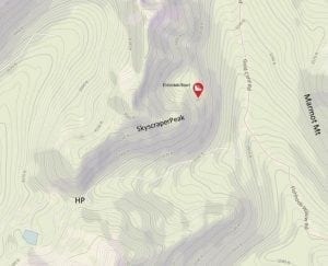 Approximate location of missing skier Liam Walsh